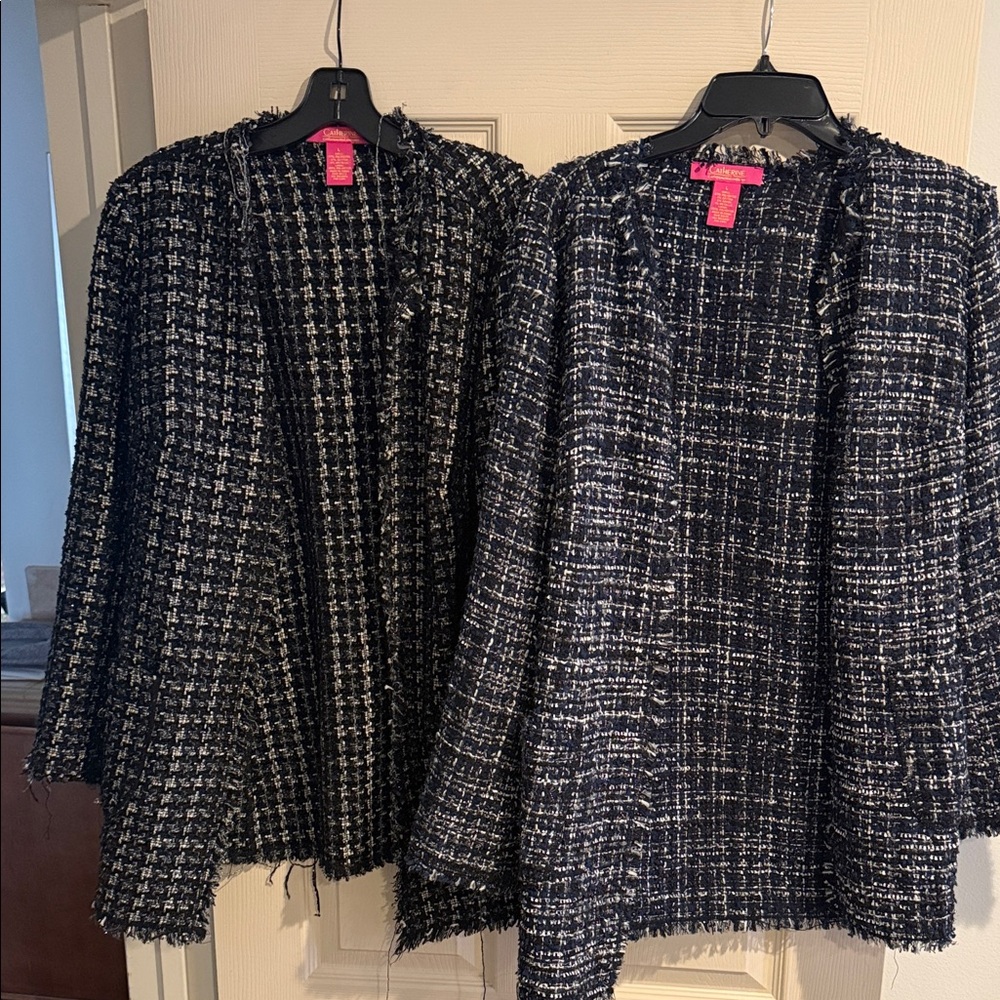 Catherine Malandrino tweed open-front blazer jacket